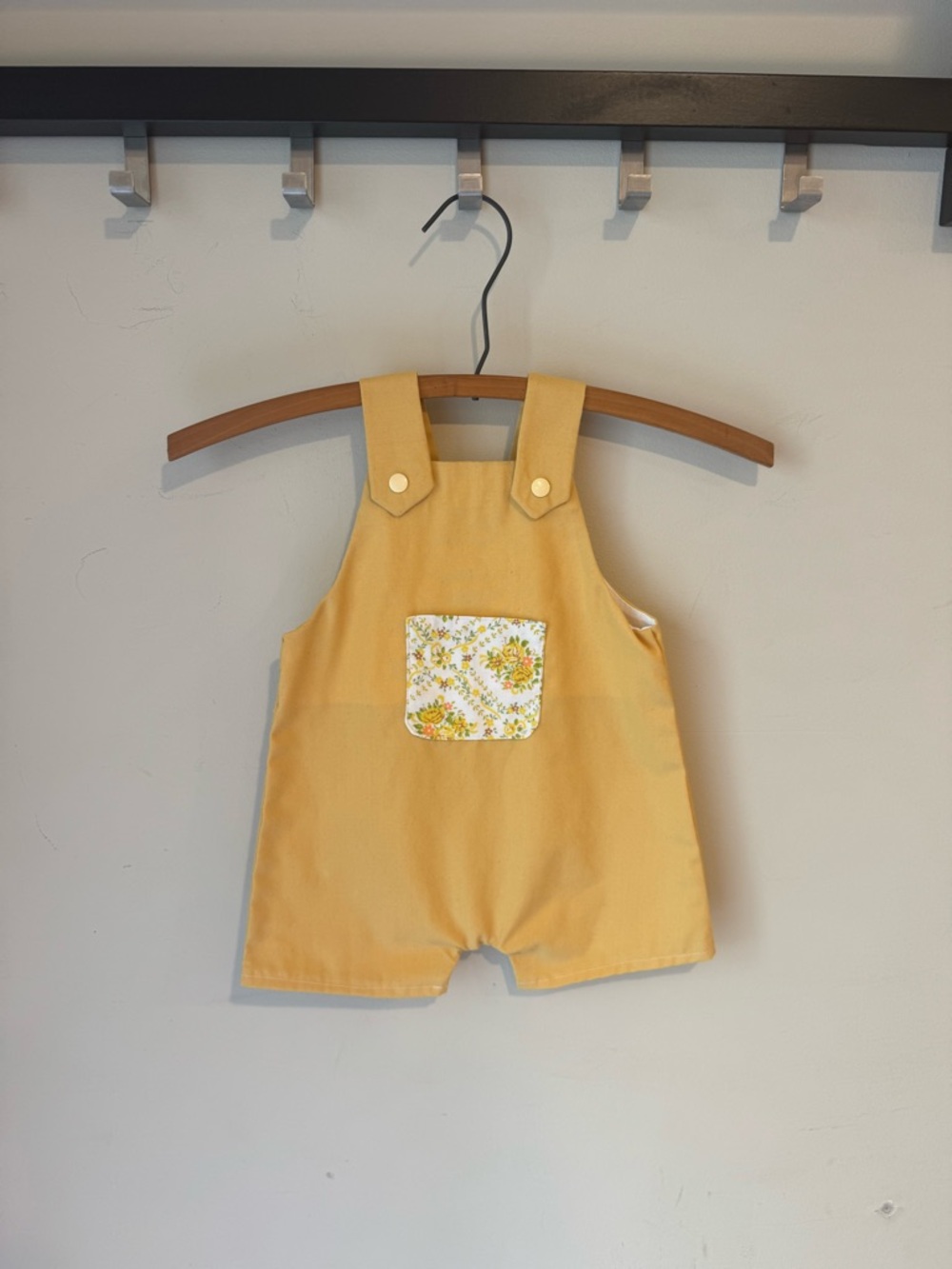 Handmade Kids Yellow Floral Pocket Shortalls